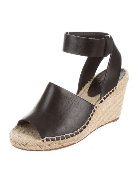 celine black leather espadrille wedges|Chloé Celine Leather Espadrille Wedges .